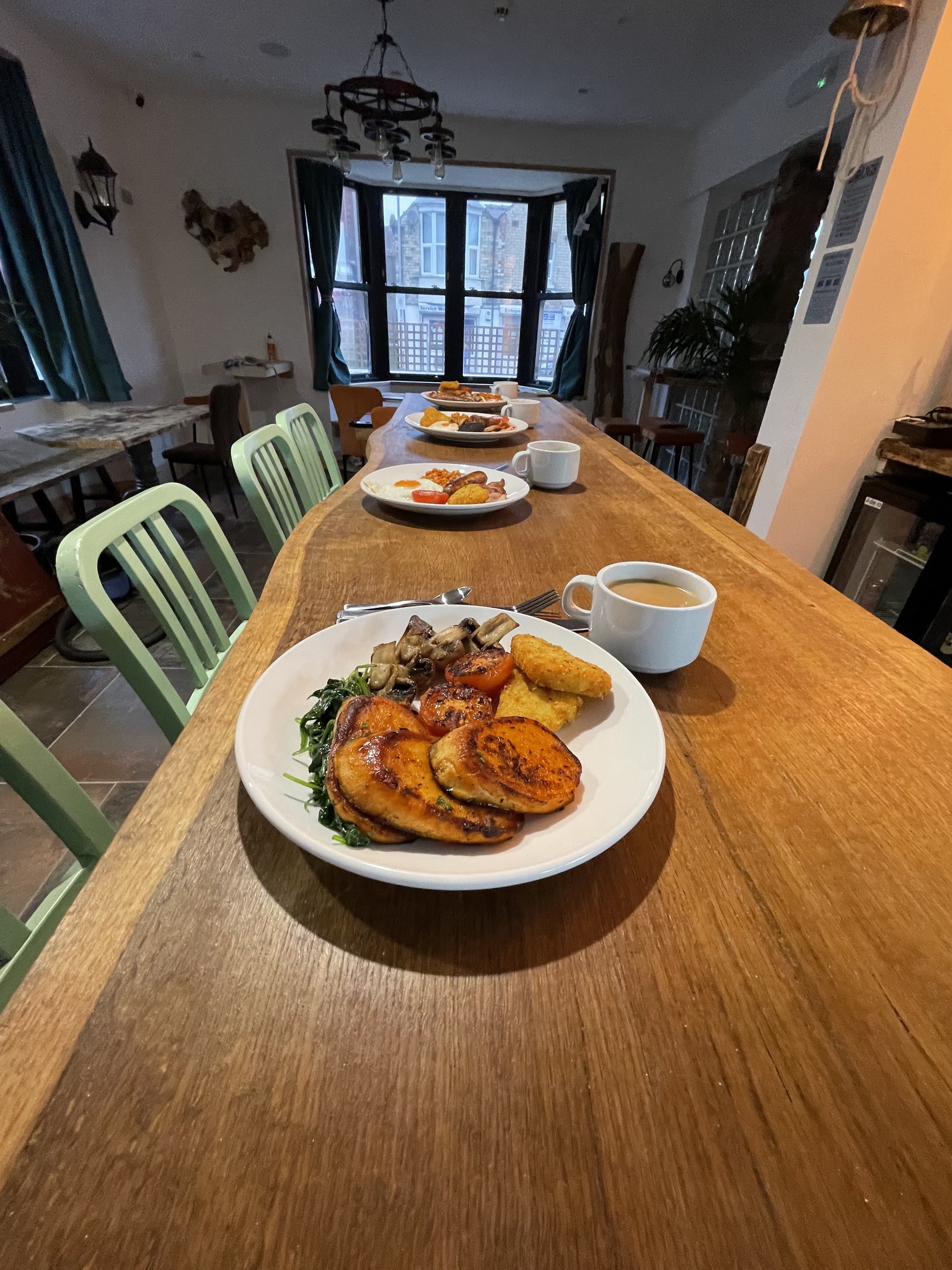 Table with plates of food